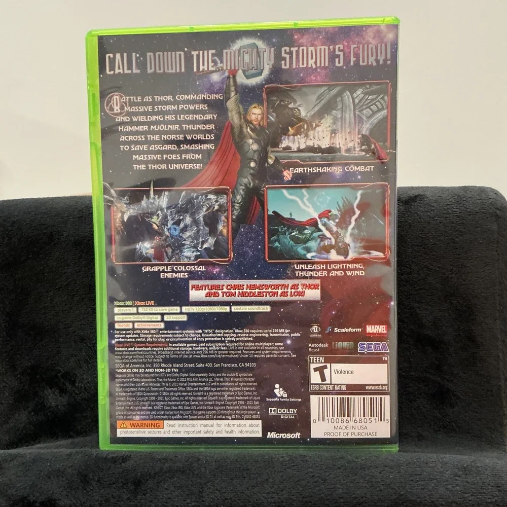 Thor God of Thunder Sega Xbox 360 Marvel Action Adventure Game CIB 3D Playable